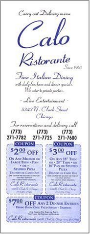 A page from the menu of the Calo Ristorante restaurant in Chicago