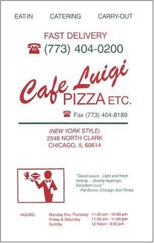 A page from the menu of the Cafe Luigi restaurant in Chicago