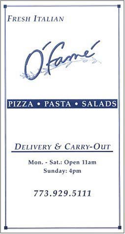 A page from the menu of the O'Fame restaurant in Chicago