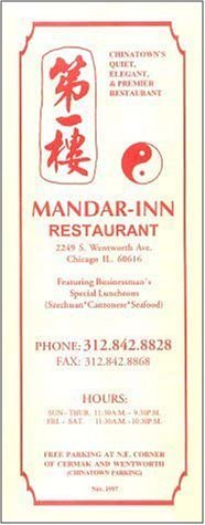 A page from the menu of the Mandarin Inn restaurant in Chicago