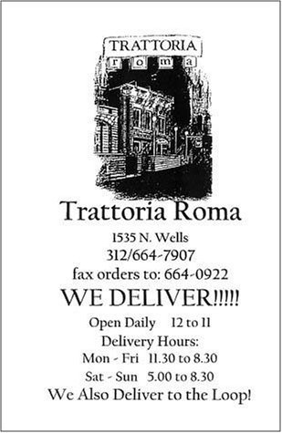 A page from the menu of the Trattoria Roma restaurant in Chicago
