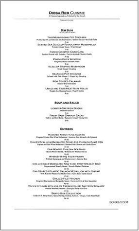 A page from the menu of the Diosa Red restaurant in Chicago