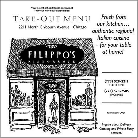 A page from the menu of the Filippo's restaurant in Chicago