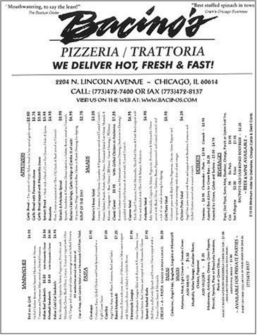 A page from the menu of the Barcino's restaurant in Chicago