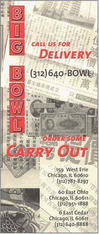 A page from the menu of the Big Bowl restaurant in Chicago