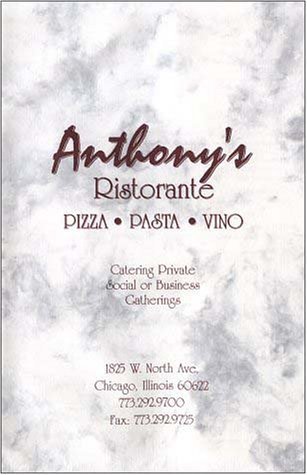 A page from the menu of the Anthony's Ristorante restaurant in Chicago