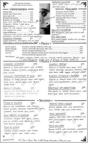 A page from the menu of the Mia Francesco restaurant in Chicago